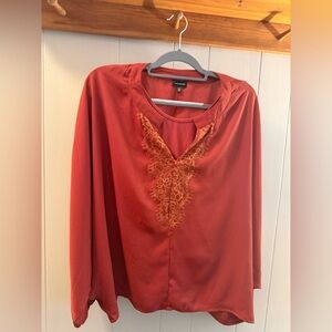 City Chic Rust Blouse with Lace Detail